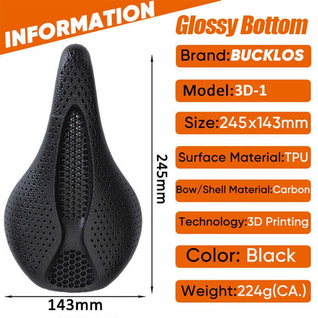 BUCKLOS 3D Printed Bicycle Saddle Full Carbon Fiber Bike Seat Cushion Ultralight Road Mountain Bike Saddle Carbon MTB Seat