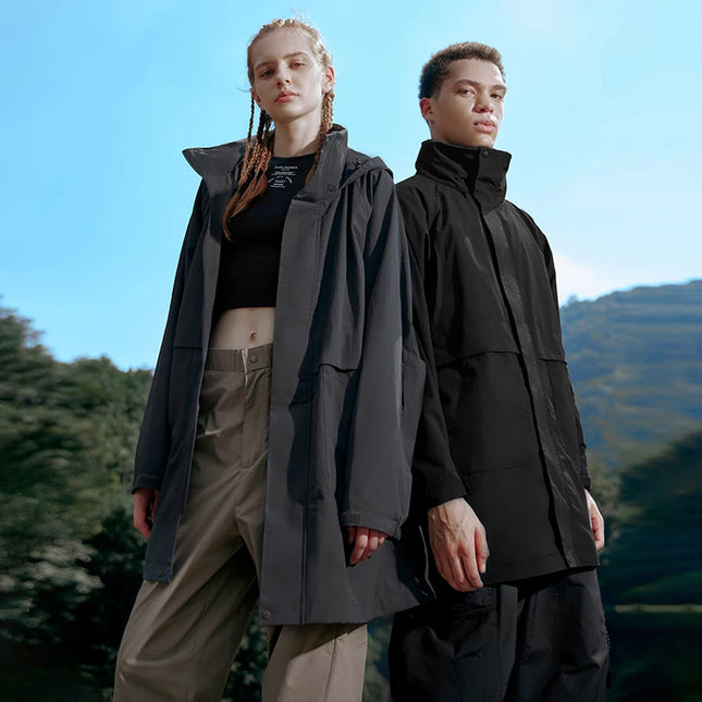INFLATION Men's Oversized Windbreaker Jacket - Hooded Long Coat with Large Pockets
