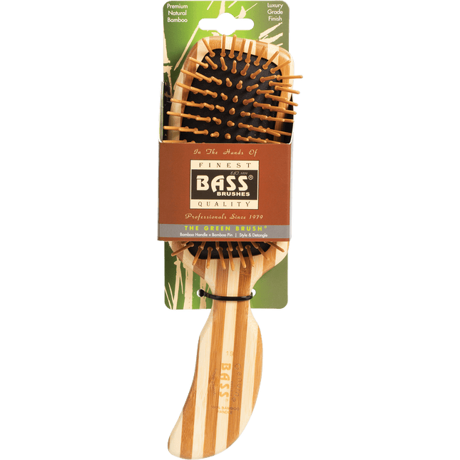 Bass Bamboo Hair Brush Semi S-Shaped Handle