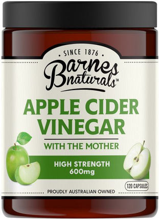 BARNES NATURALS APPLE CIDER VINEGAR HIGH STRENGTH 600MG CAPSULES 120’S