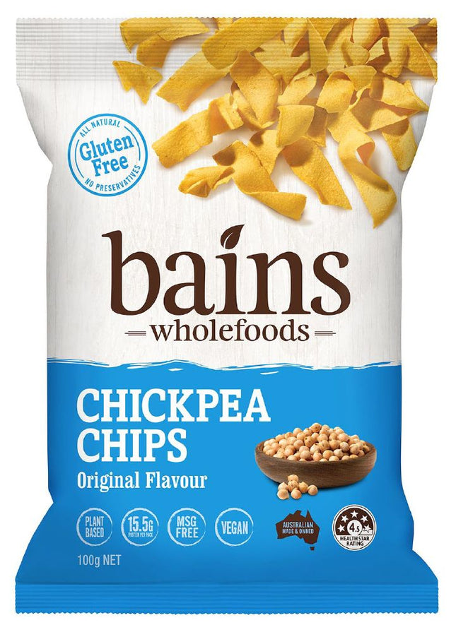 BAINS WHOLEFOODS CHICKPEA CHIPS ORIGINAL G/F 100G X 12