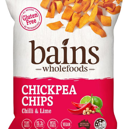 BAINS WHOLEFOODS CHICKPEA CHIPS CHILLI & LIME G/F 100G X 12