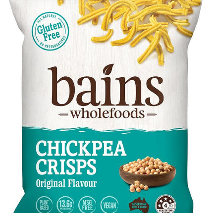 BAINS WHOLEFOODS CHICKPEA CRISPS ORIGINAL G/F 100G X 12