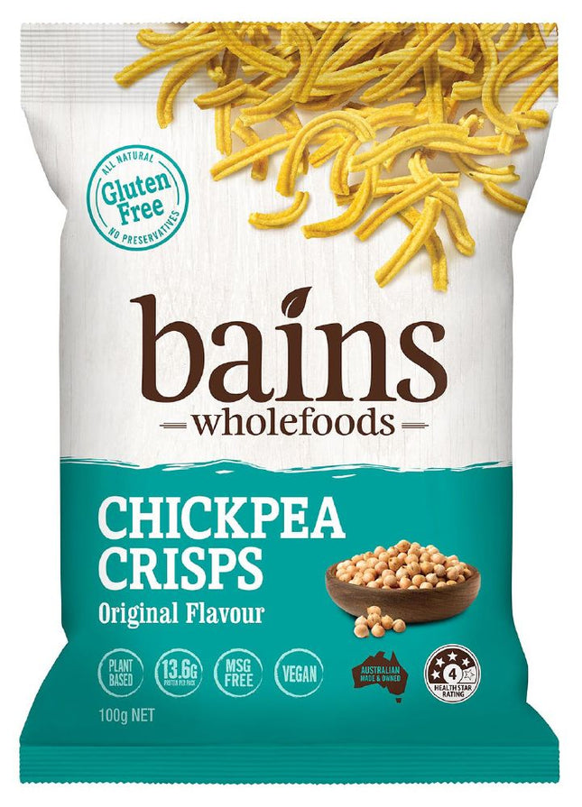 BAINS WHOLEFOODS CHICKPEA CRISPS ORIGINAL G/F 100G X 12