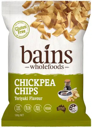 BAINS WHOLEFOODS CHICKPEA CHIPS TERIYAKI G/F 100G X 16 *+