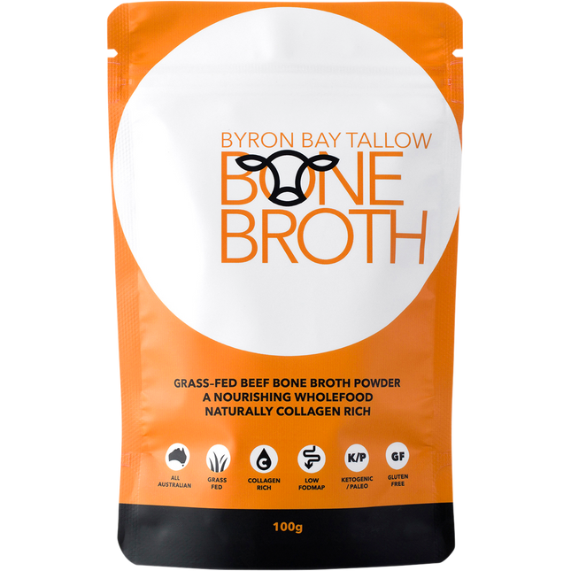 BYRON BAY TALLOW Grass Fed Beef Bone Broth Powder 100g