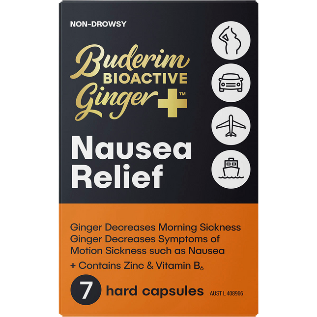 Buderim Ginger BioActive+ Nausea Relief Capsules 7 Caps