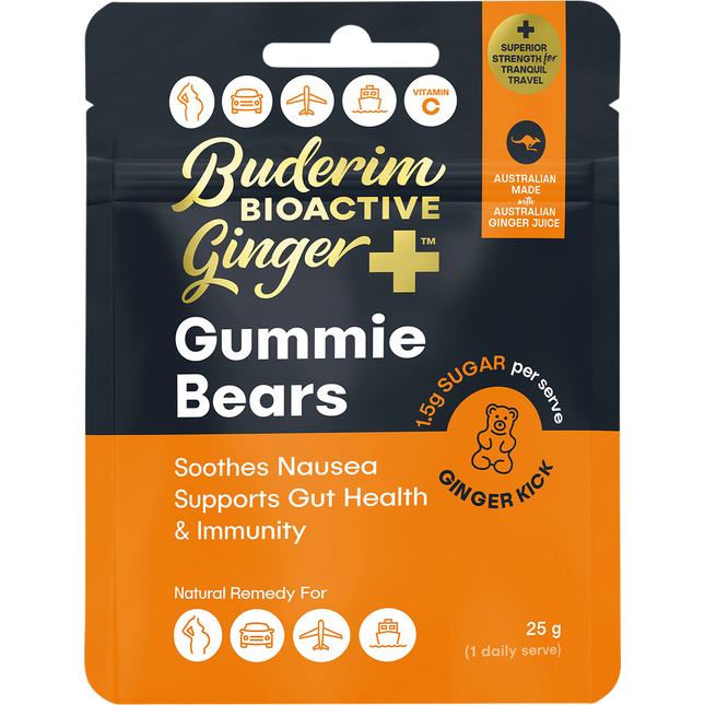 Buderim Ginger BioActive+ Gummie Bears 25g