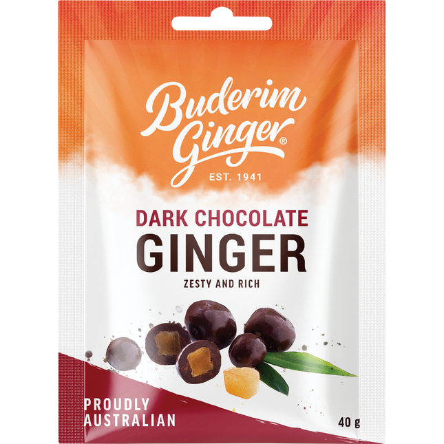 Buderim Ginger Dark Chocolate Ginger 12 x 40g