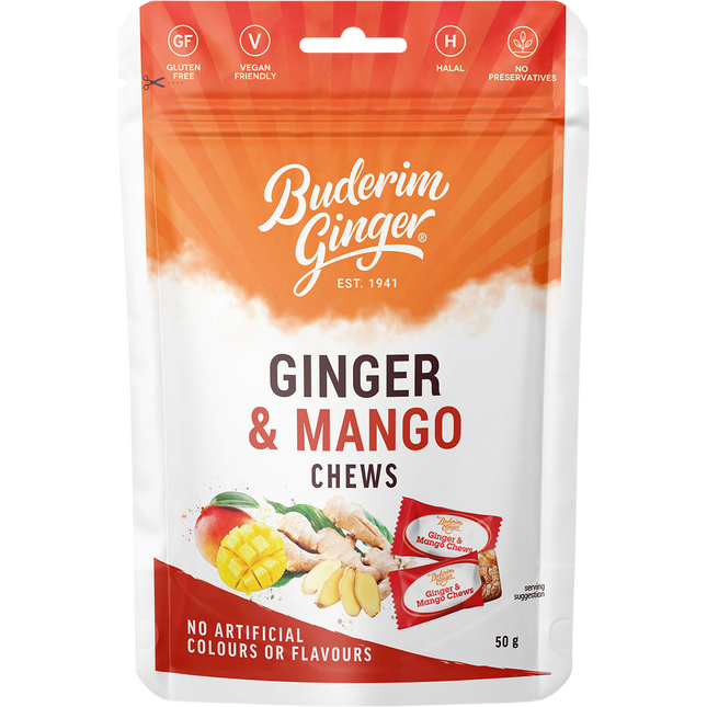 Buderim Ginger Ginger & Mango Chews 50g