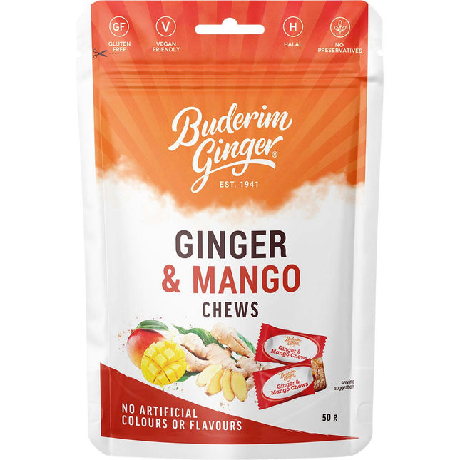 Buderim Ginger - Ginger & Mango Chews - 50g