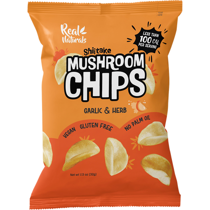 Real Naturals Shiitake Mushroom Chips Garlic & Herb 12x32g