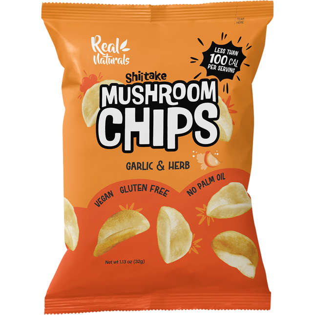 Real Naturals Shiitake Mushroom Chips Garlic & Herb 12x32g