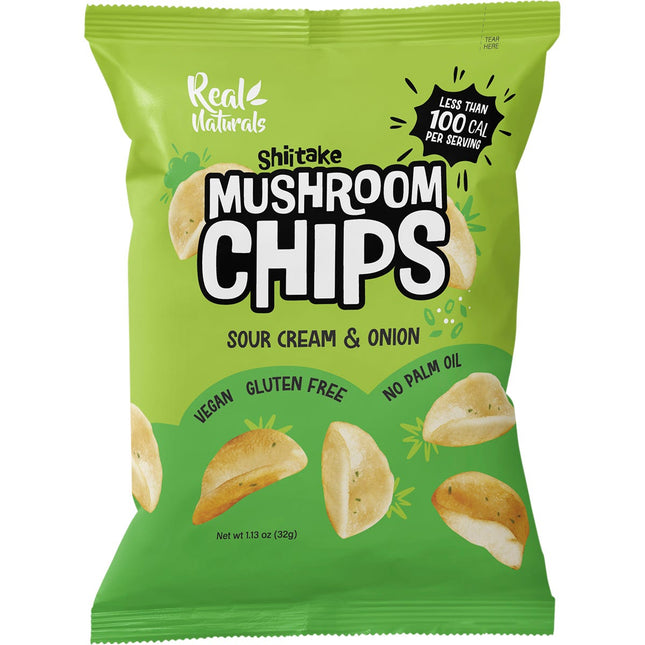 REAL NATURALS Shiitake Mushroom Chips Sour Cream & Onion 12x32g | Snack Chips