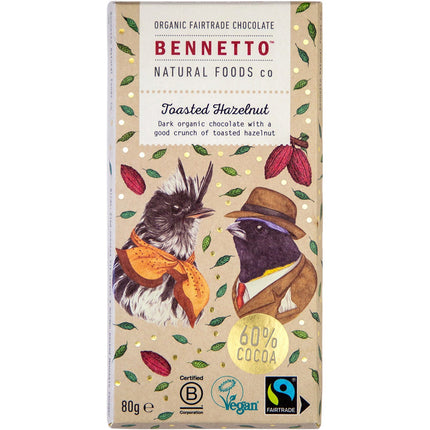 Bennetto - Organic Dark Chocolate Toasted Hazelnut - 12x80g