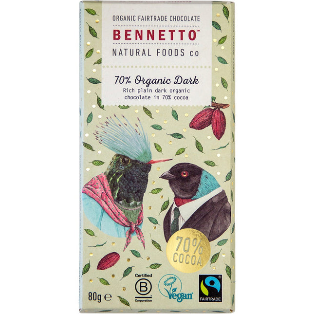 Bennetto - Organic Dark Chocolate 70% Organic Dark - 12x80g