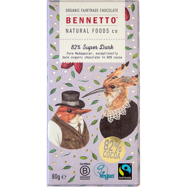 Bennetto - Organic Dark Chocolate 82% Super Dark - 12x80g