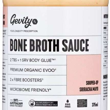 GEVITY RX SOUPED-UP SRIRACHA MAYO – BONE BROTH SAUCE G/F 375ML