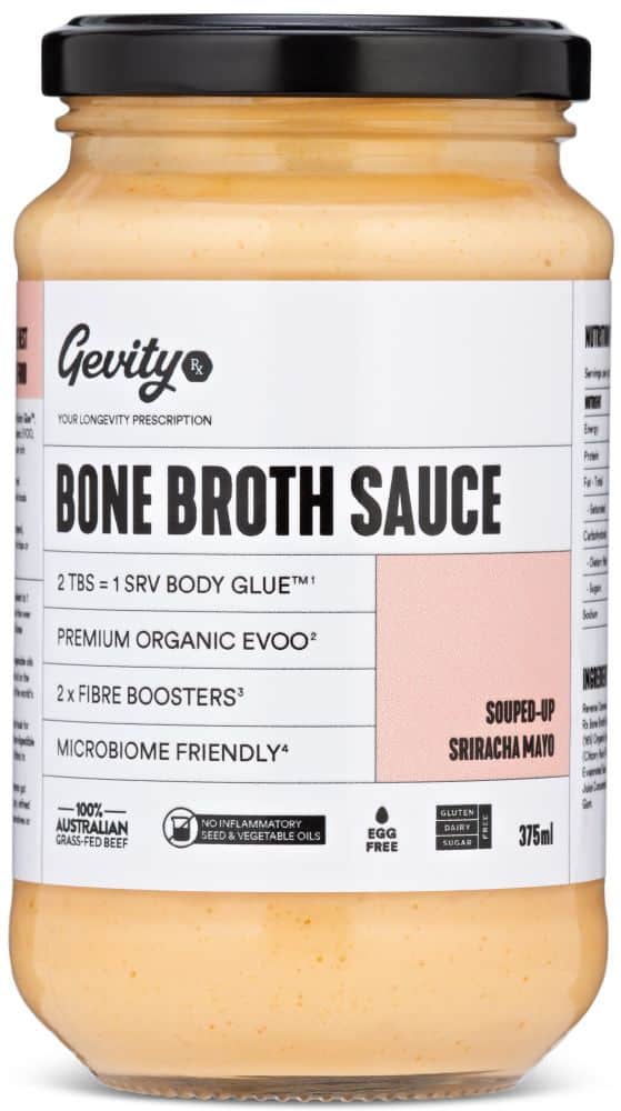 GEVITY RX SOUPED-UP SRIRACHA MAYO – BONE BROTH SAUCE G/F 375ML