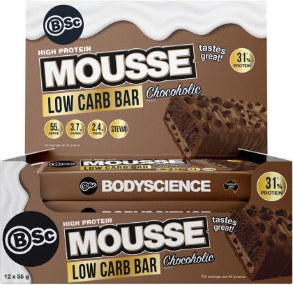 BSC HIGH PROTEIN LOW CARB MOUSSE BARS CHOCOHOLIC 12X55G