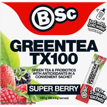 BSC GREEN TEA TX100 SUPERBERRY 60X3G SERVE PACK