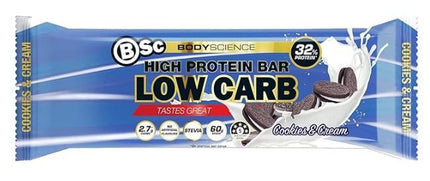 BSC HIGH PROTEIN LOW CARB BAR COOKIES & CREAM 12X92G