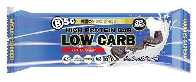 BSC HIGH PROTEIN LOW CARB BAR COOKIES & CREAM 12X92G