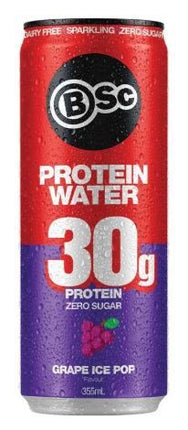 BSC PROTEIN WATER GRAPE ICE POP 12X355ML CANS