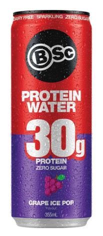 BSC PROTEIN WATER GRAPE ICE POP 12X355ML CANS