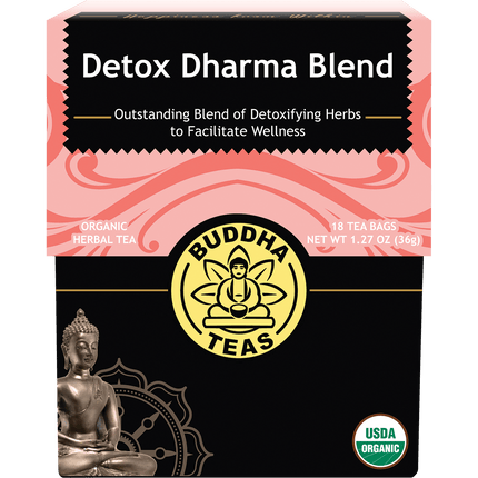 Buddha Teas Organic Herbal Tea Bags Detox Dharma Blend 18pk