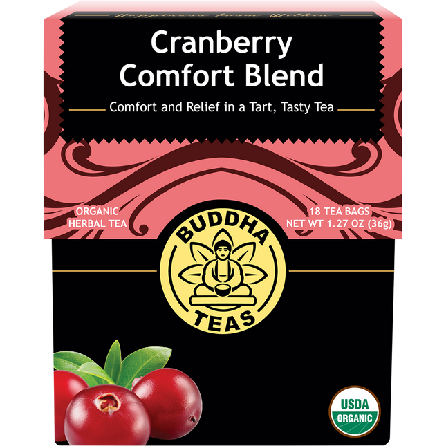 Buddha Teas Organic Herbal Tea Bags Cranberry Comfort Blend 18pk
