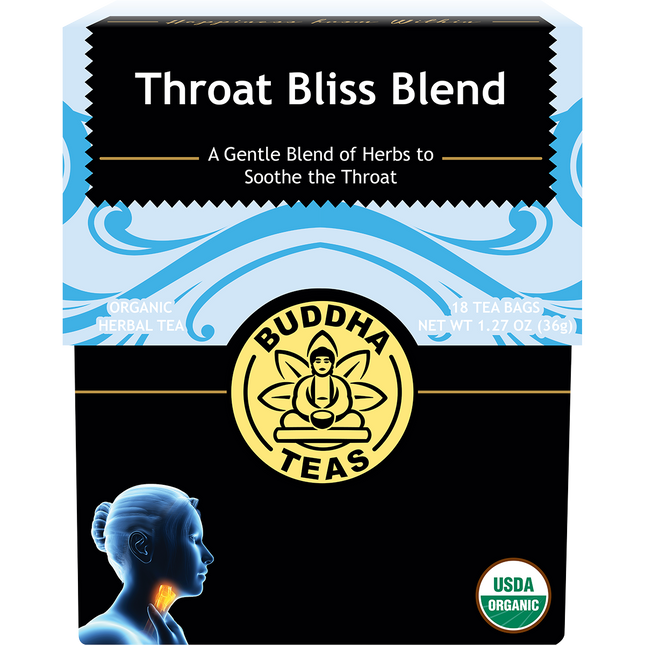 Buddha Teas Organic Herbal Tea Bags Throat Bliss Blend 18pk
