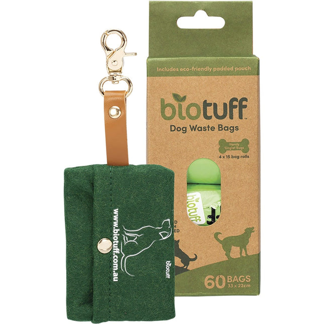 Biotuff - Dog Waste Bags & Dispenser 4 x 15 Bag Rolls - 60pk