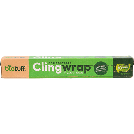 Biotuff Compostable Cling Wrap Sheets 30m