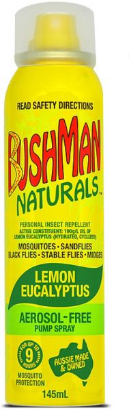 BUSHMAN NATURALS LEMON EUCALYPTUS AEROSOL-FREE INSECT REPELLENT PUMP SPRAY 145ML