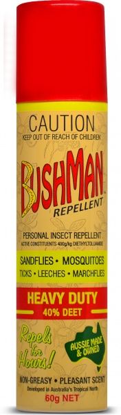 BUSHMAN REPELLENT HEAVY DUTY 40% DEET AEROSOL 60G