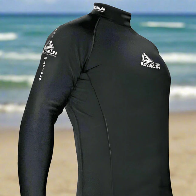 ADRENALIN 2P THERMO SHIELD Short Sleeve Rash Guard Top for Men, Black, Neoprene Material for Watersports & Diving
