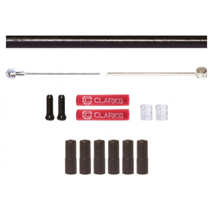 Clarks BRAKE KIT front & rear,- Universal INNER & OUTER, 2000 &1000mm Stainless Steel cables, 5mm 2P BLACK 1700mm housing, w/ 6 ferrules & 2 x donuts