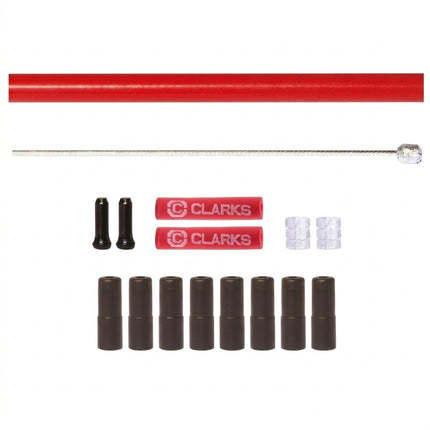 Clarks GEAR KIT - Universal INNER & OUTER, qty 2 x 2300mm Stainless Steel cables, RED SP 4mm 2700mm Housing, w/8 ferrules, 2 donutrs and 2 red end...