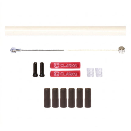 Clarks BRAKE KIT front & rear,- Universal INNER & OUTER, 2000 &1000mm Stainless Steel cables, 5mm 2P WHITE 1700mm housing, w/ 6 ferrules & 2 x donuts