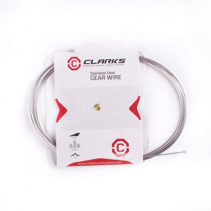 Clarks GEAR INNER WIRE - Stainless Steel, Universal, 1.1mm x 2275mm 3.85mm D x 4mm L Nipple (will fit campag)