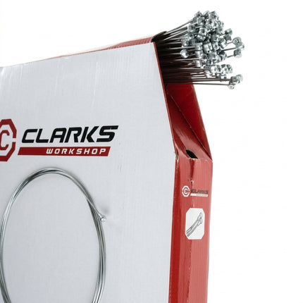 Clarks Brake Cables, File box qty 100, Die drawn, stainless steel Slick wire, 2000mm, barrel nipple MTB only