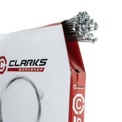 Clarks Gear Cable, File box qty 100, Die drawn, stainless SLICK, 1.1mm, 4mm x 4mm nipple, MTB and road, 2275mm