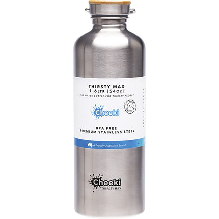 Cheeki - Stainless Steel Bottle Silver 'Thirsty Max' - 1.6L