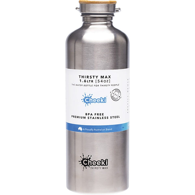 Cheeki - Stainless Steel Bottle Silver 'Thirsty Max' - 1.6L