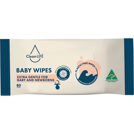 CleanLIFE Plastic Free Baby Wipes Extra Gentle 80pk