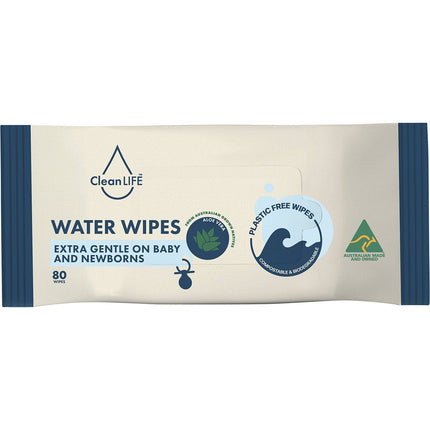 CLEANLIFE Water Plastic Free Wipes Extra Gentle Baby and Newborns 80pk | Personal Wipe