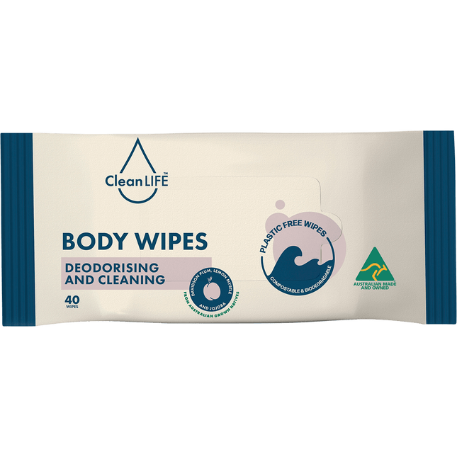 CleanLIFE Body Plastic Free Deodorising and Cleaning Wipes 40pk