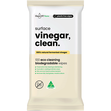 CleanLIFE Vinegar Clean Surface Plastic Free Wipes 100pk