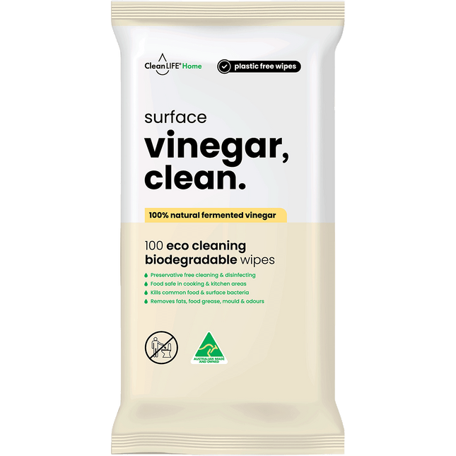 CleanLIFE Vinegar Clean Surface Plastic Free Wipes 100pk